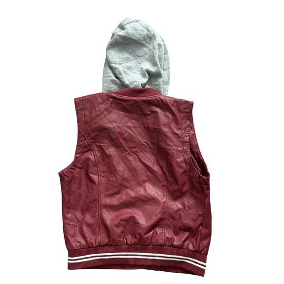 Womens Wet Seal Hooded Sweater Burgundy & Gray Color Size M Sleeveless - Picture 2 of 7